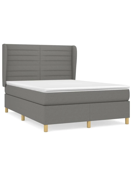 Box spring postel s matrací tmavě šedý 140 x 190 cm textil
