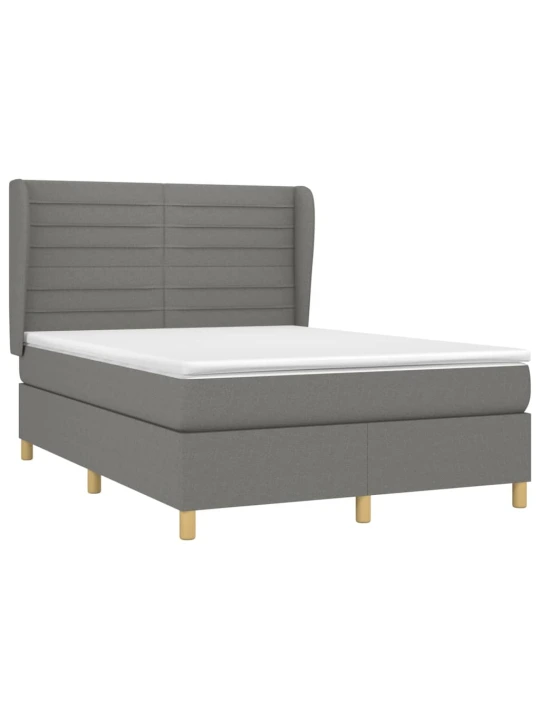 Box spring postel s matrací tmavě šedý 140 x 190 cm textil
