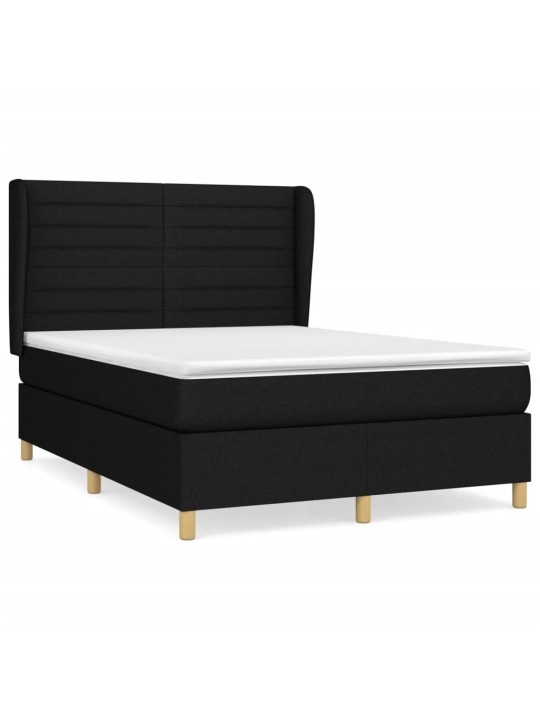 Box spring postel s matrací černá 140 x 190 cm textil
