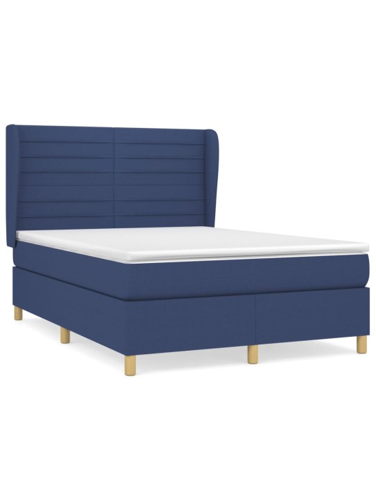Box spring postel s matrací modrá 140x190 cm textil