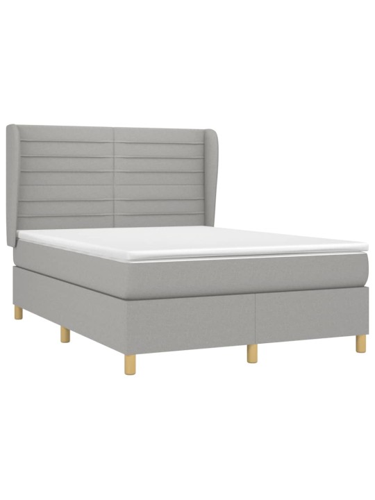 Box spring postel s matrací světle šedá 140 x 200 cm textil