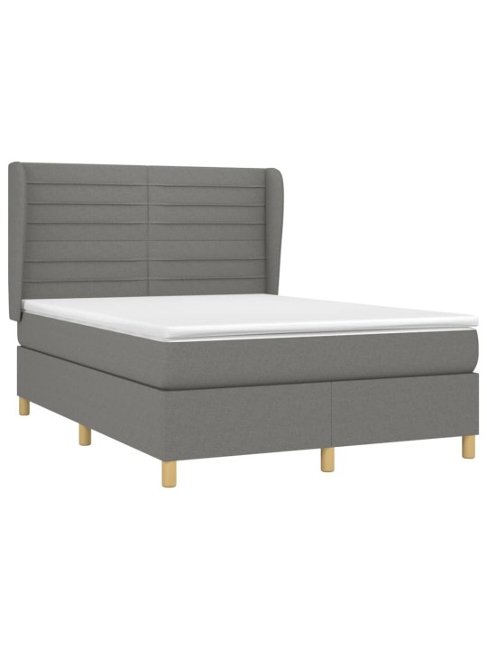 Box spring postel s matrací tmavě šedá 140x200 cm textil
