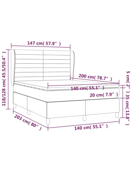 Box spring postel s matrací tmavě šedá 140x200 cm textil