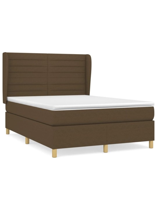 Box spring postel s matrací tmavě hnědá 140x200 cm textil