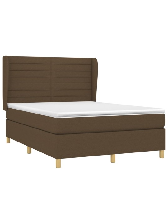 Box spring postel s matrací tmavě hnědá 140x200 cm textil