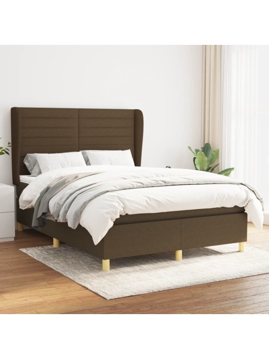 Box spring postel s matrací tmavě hnědá 140x200 cm textil