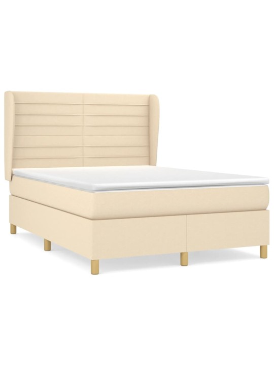 Box spring postel s matrací krémová 140x200 cm textil