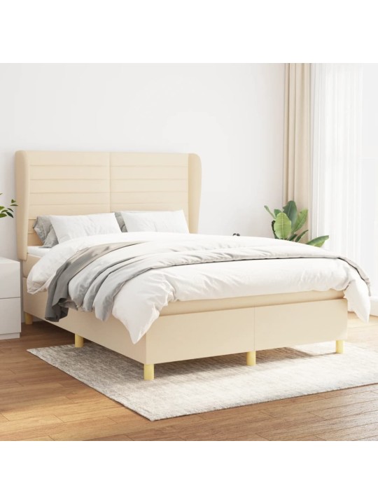 Box spring postel s matrací krémová 140x200 cm textil