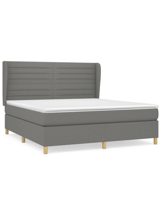 Box spring postel s matrací tmavě šedá 160x200 cm textil
