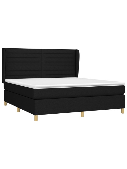 Box spring postel s matrací černá 160x200 cm textil