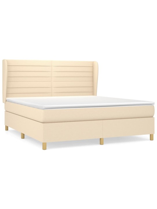 Box spring postel s matrací krémová 160x200 cm textil