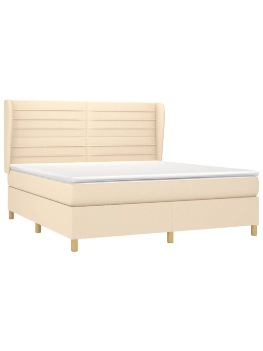 Box spring postel s matrací krémová 160x200 cm textil