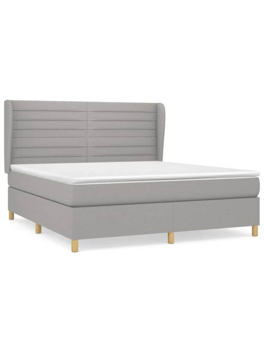 Box spring postel s matrací světle šedá 180 x 200 cm textil