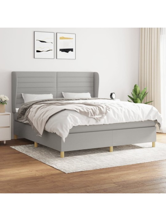 Box spring postel s matrací světle šedá 180 x 200 cm textil