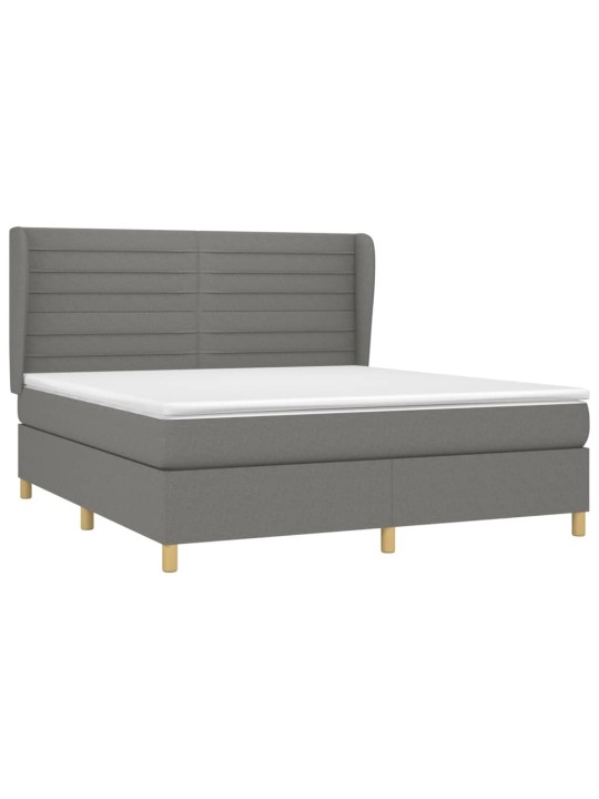 Box spring postel s matrací tmavě šedá 180x200 cm textil
