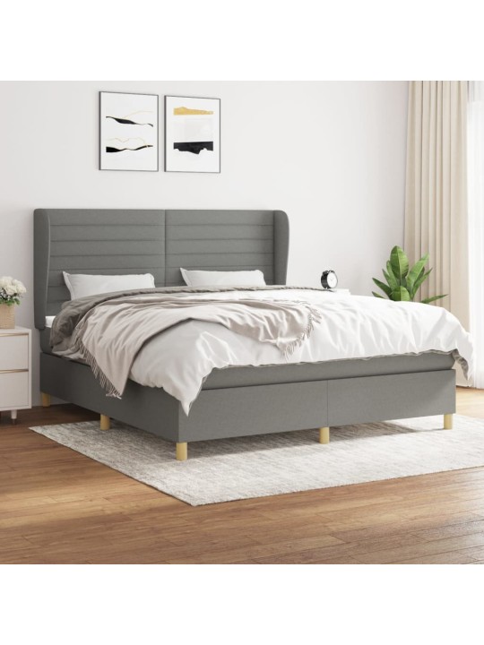 Box spring postel s matrací tmavě šedá 180x200 cm textil