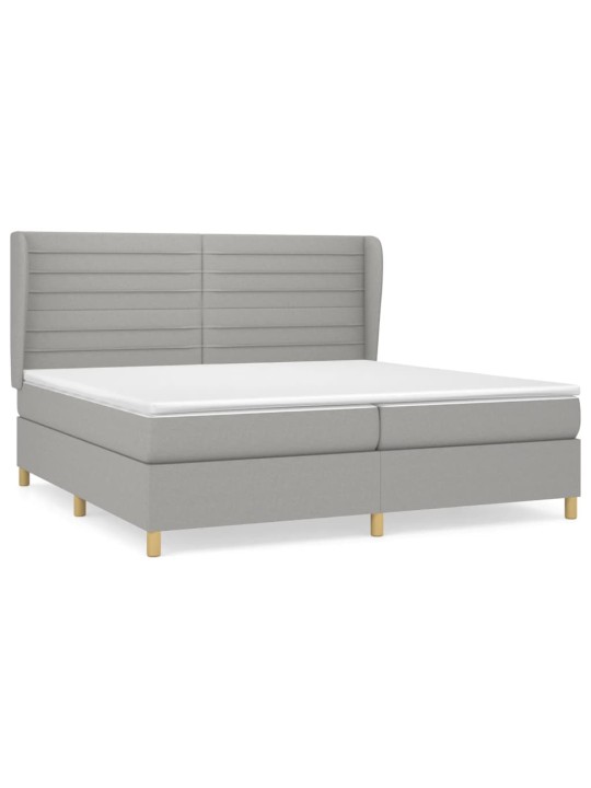 Box spring postel s matrací světle šedá 200 x 200 cm textil