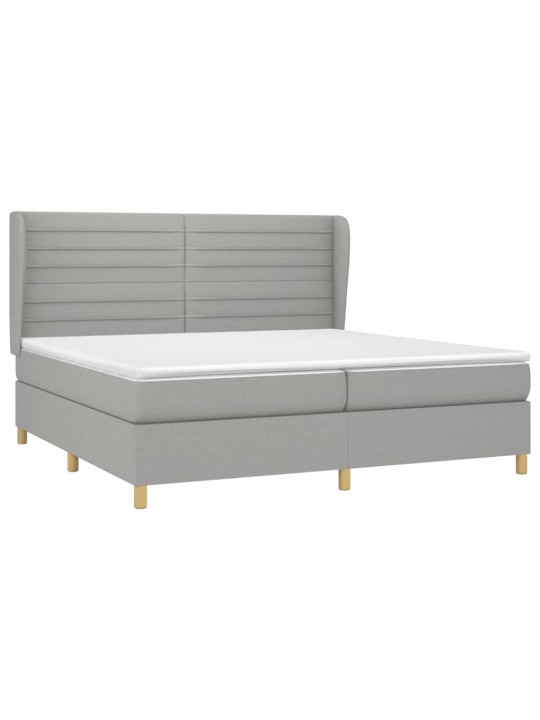 Box spring postel s matrací světle šedá 200 x 200 cm textil