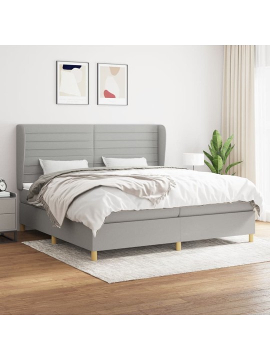 Box spring postel s matrací světle šedá 200 x 200 cm textil