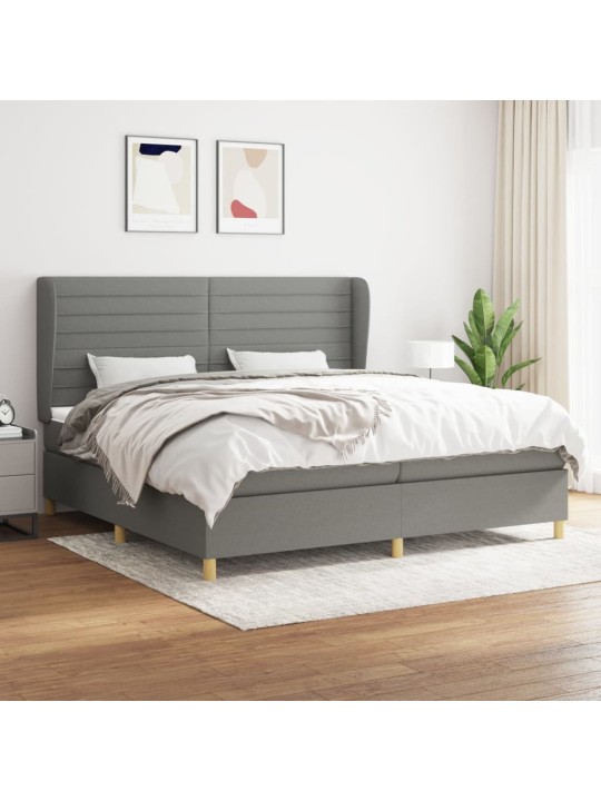 Box spring postel s matrací tmavě šedá 200x200 cm textil