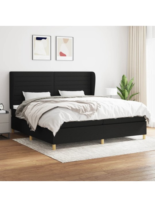 Box spring postel s matrací černá 200x200 cm textil