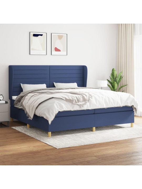 Box spring postel s matrací modrá 200x200 cm textil