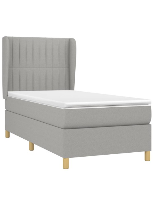 Box spring postel s matrací světle šedá 90x200 cm textil