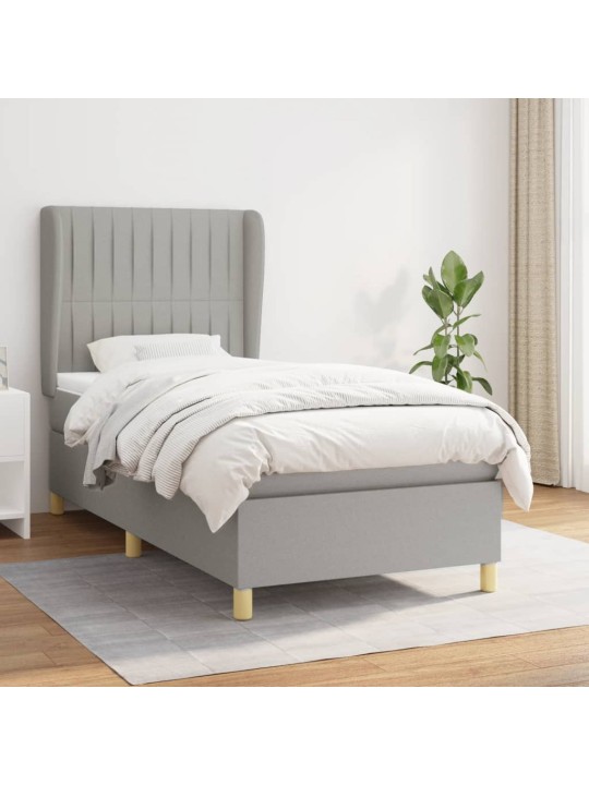 Box spring postel s matrací světle šedá 90x200 cm textil