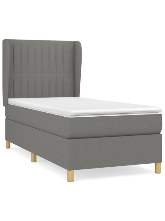 Box spring postel s matrací tmavě šedá 90x200 cm textil