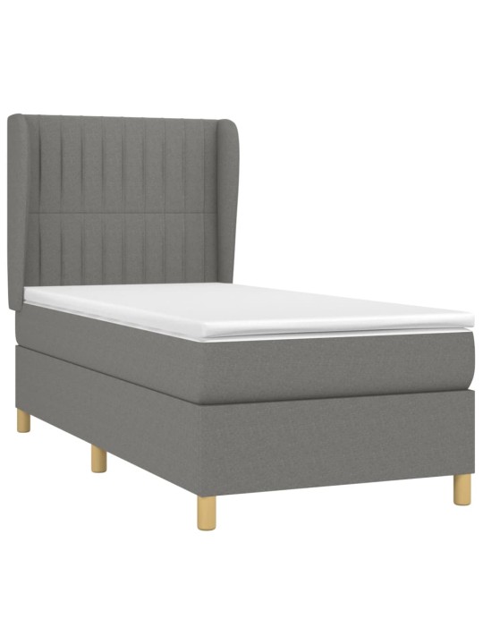 Box spring postel s matrací tmavě šedá 90x200 cm textil