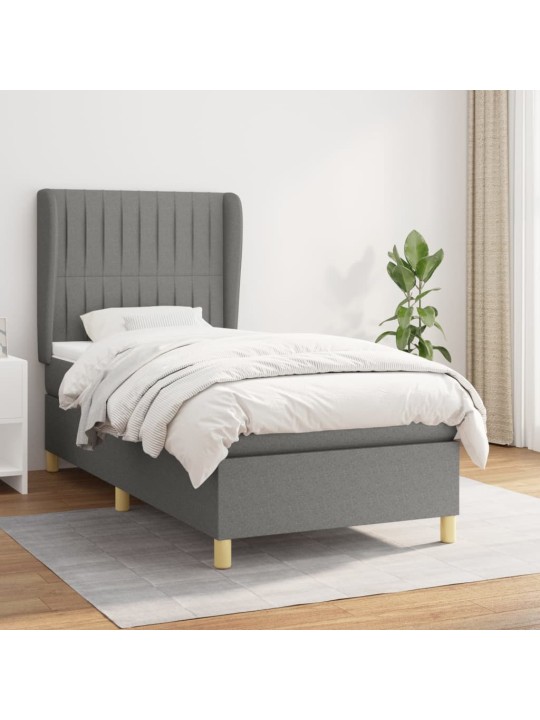 Box spring postel s matrací tmavě šedá 90x200 cm textil