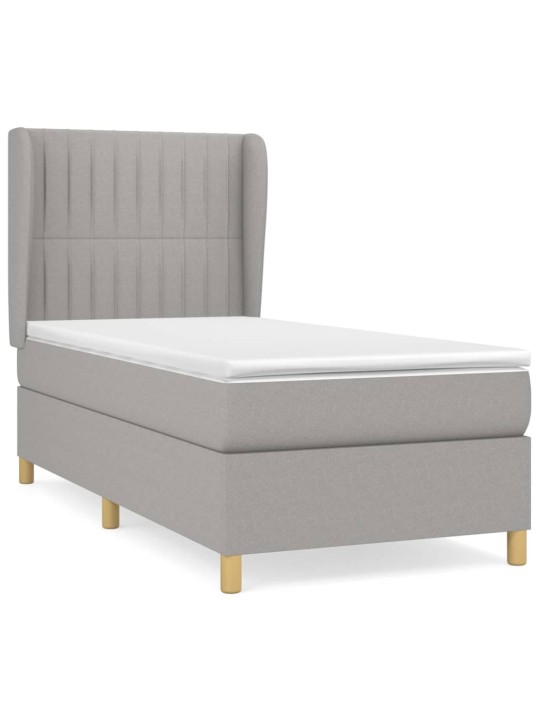 Box spring postel s matrací světle šedý 100 x 200 cm textil