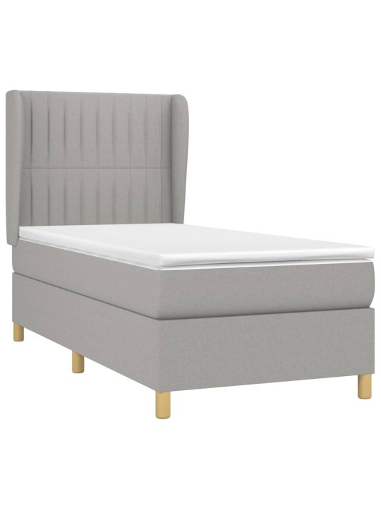 Box spring postel s matrací světle šedý 100 x 200 cm textil