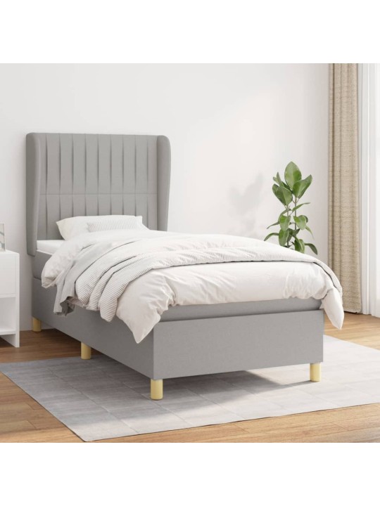 Box spring postel s matrací světle šedý 100 x 200 cm textil