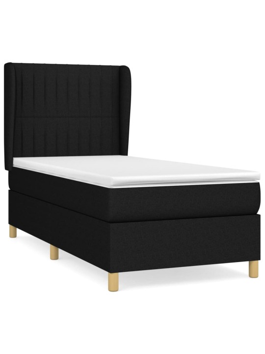 Box spring postel s matrací černá 100 x 200 cm textil