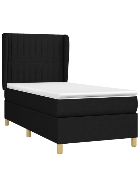 Box spring postel s matrací černá 100 x 200 cm textil
