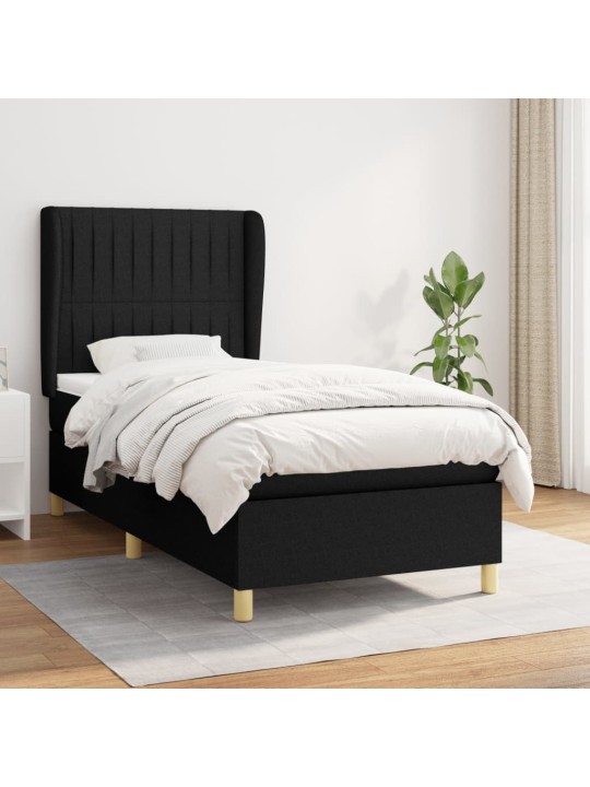 Box spring postel s matrací černá 100 x 200 cm textil