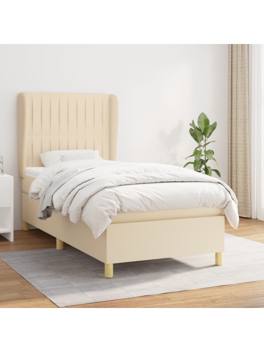 Box spring postel s matrací krémová 100 x 200 cm textil