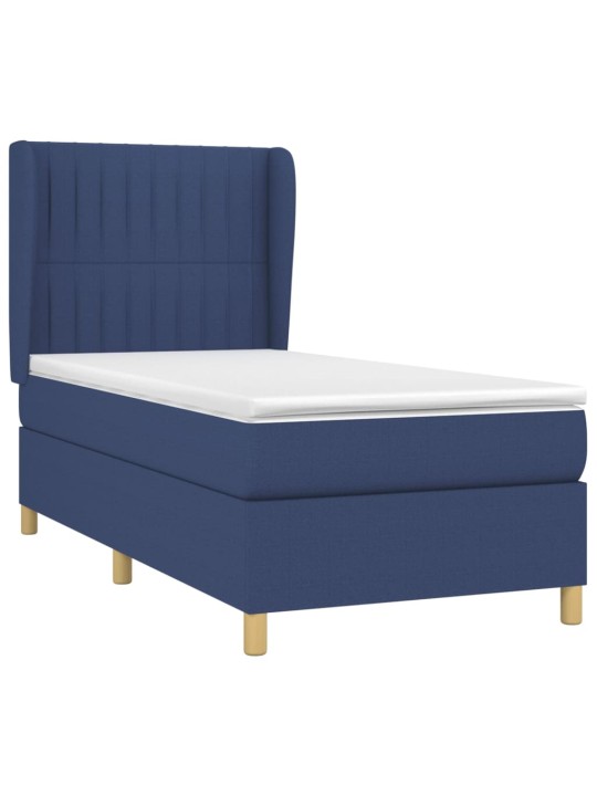 Box spring postel s matrací modrá 100 x 200 cm textil