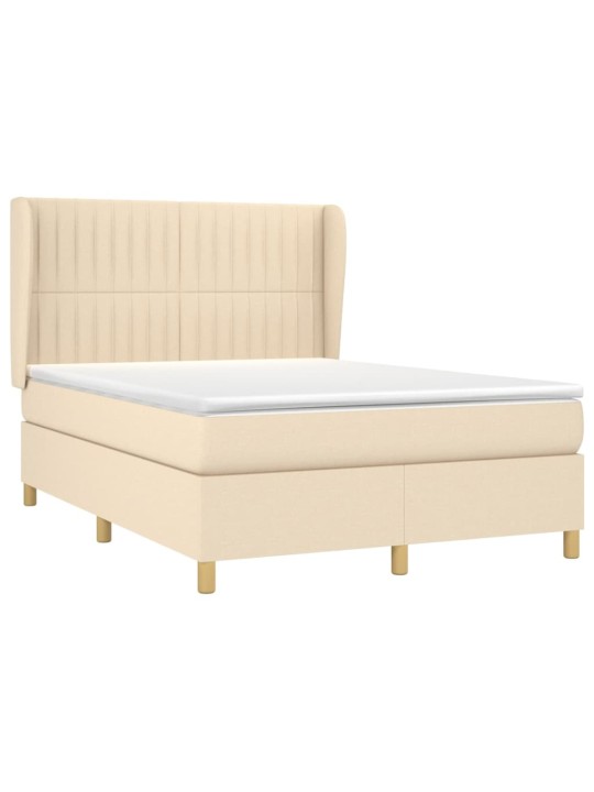 Box spring postel s matrací krémová 140x190 cm textil