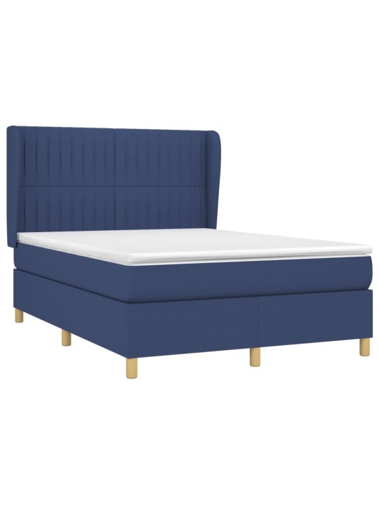 Box spring postel s matrací modrá 140x190 cm textil