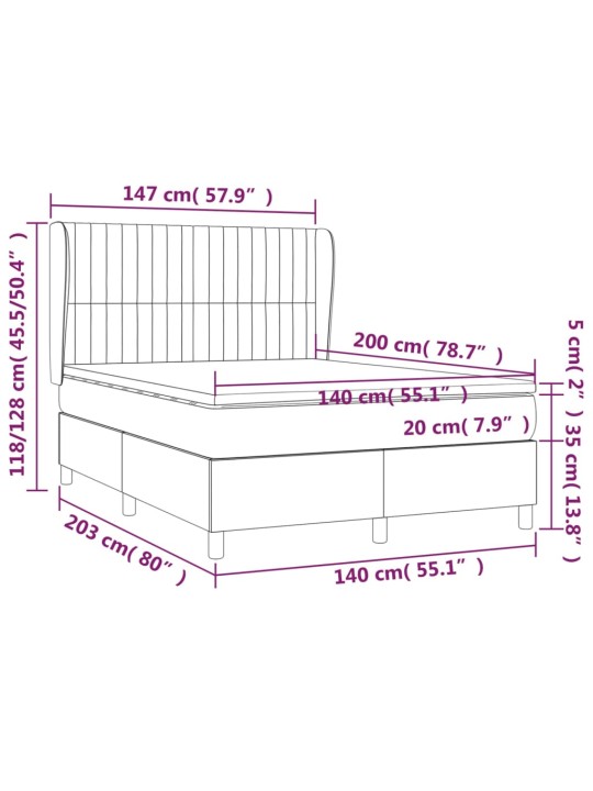 Box spring postel s matrací tmavě šedá 140x200 cm textil
