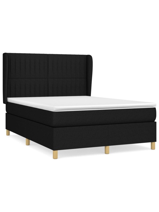 Box spring postel s matrací černá 140x200 cm textil