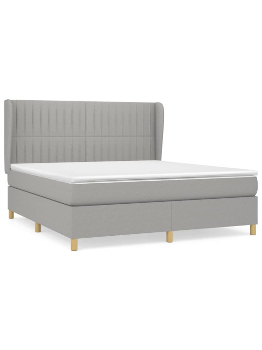 Box spring postel s matrací světle šedá 160 x 200 cm textil