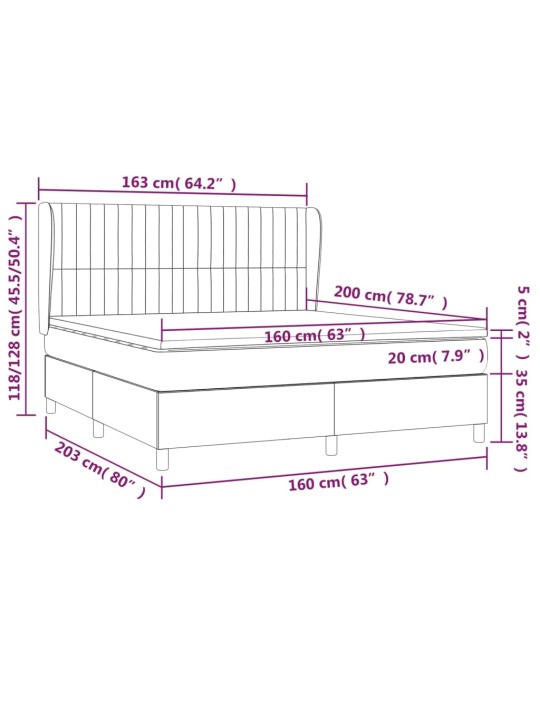 Box spring postel s matrací tmavě šedá 160x200 cm textil