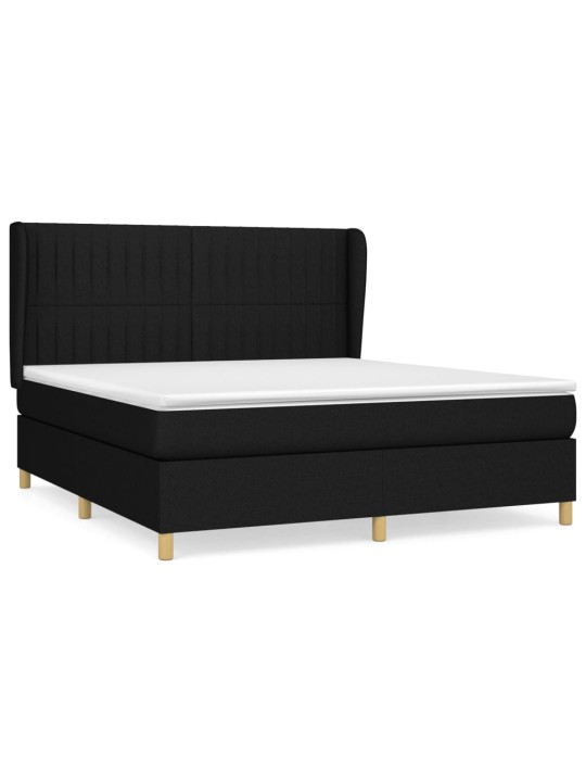Box spring postel s matrací černá 160x200 cm textil