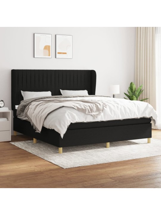 Box spring postel s matrací černá 160x200 cm textil