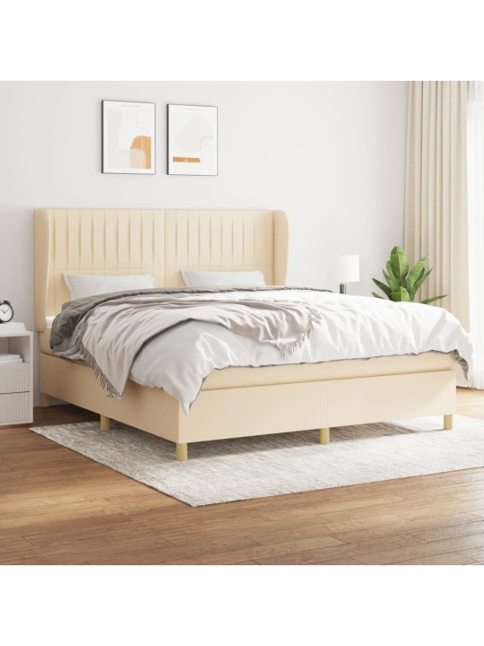 Box spring postel s matrací krémová 160x200 cm textil