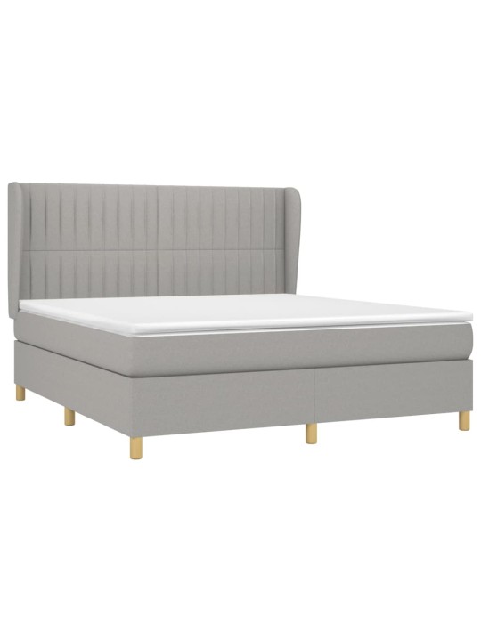 Box spring postel s matrací světle šedá 180 x 200 cm textil