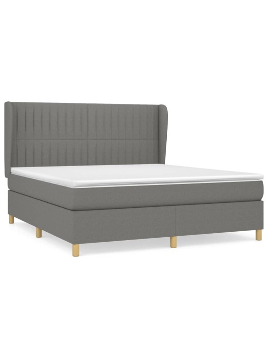 Box spring postel s matrací tmavě šedá 180x200 cm textil
